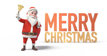 Bell Ringing Santa Clause With Merry Christmas Message And Gifts