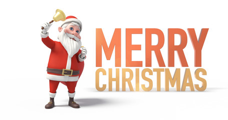 Bell Ringing Santa Clause With Merry Christmas Message And Gifts