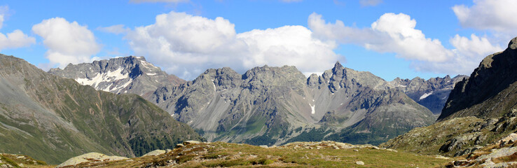 Panoramic View of Bernina mountains (Switzerland)