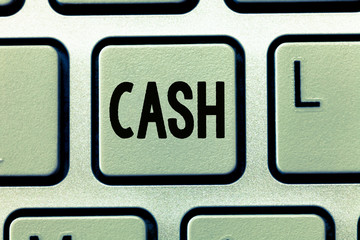 Word writing text Cash. Business concept for Money in any form especially that which is immediately available Coins.