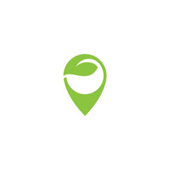 Pin map green logo or icon vector design template	