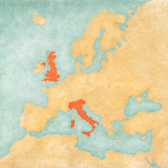 Map of Europe - UK and Italy