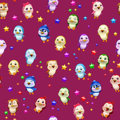 little colorful penguins, pattern