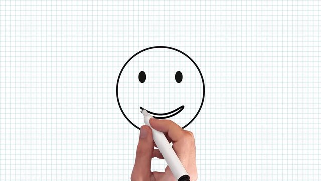 Smiley – Whiteboard Animation auf kariertem Blatt Papier