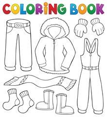 Coloring book winter clothes topic set 1