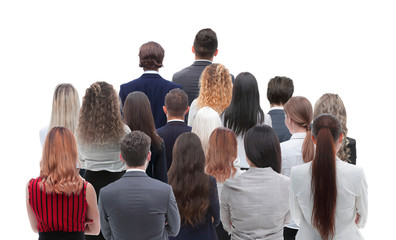 Obraz premium Back view group of business people. Rear view. Isolated over white background.