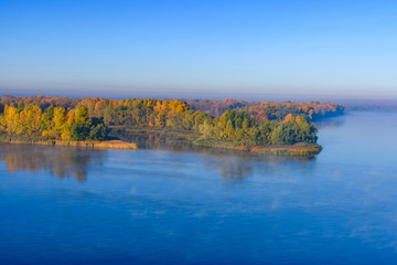 Obraz premium View on a river Dnieper in Kremenchug on autumn