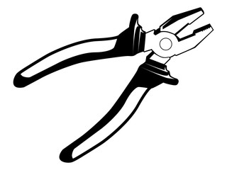 Pliers isolated on white vector illustration. Work tool.