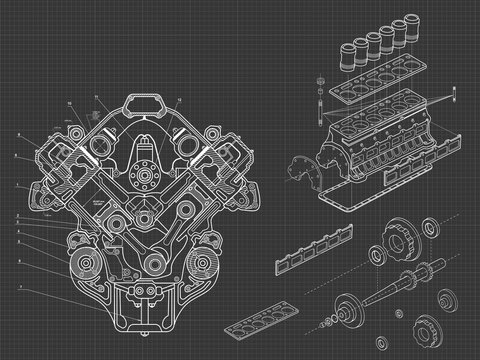 Car 4 Cylinder Engine Drawing png  PNGWing