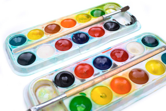 paints on the white background