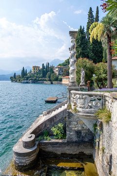 Old stairs on shore of Lake Como