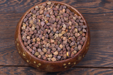 chick pea isolated on texture background 