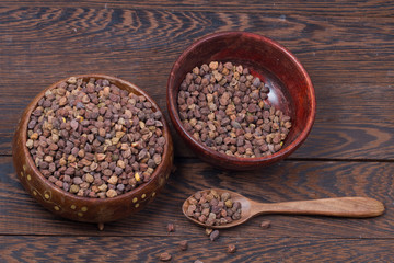 chick pea isolated on texture background 