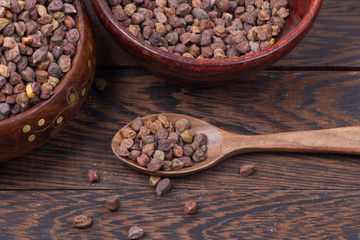 chick pea isolated on texture background 