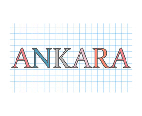 Ankara word on checkered paper texture- vector illustration