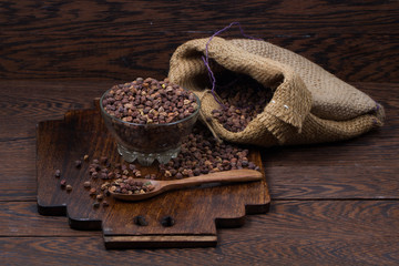 chick pea isolated on texture background 