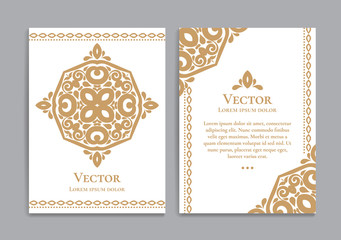 Gold and white vintage greeting card. Luxury vector ornament template. Great for invitation, flyer, menu, brochure, postcard, background, wallpaper, decoration, packaging or any desired idea