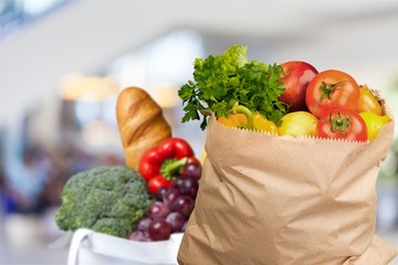 Full shopping  bag, isolated over  background