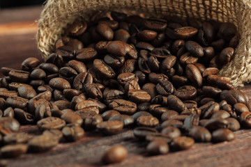 Coffee on grunge wooden background