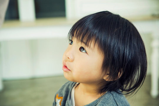 Close up of boy at home