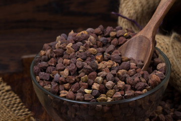 chick pea isolated on texture background