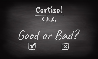 Black Chalkboard Cortisol Bad or Good Checkmark	 - 228506011