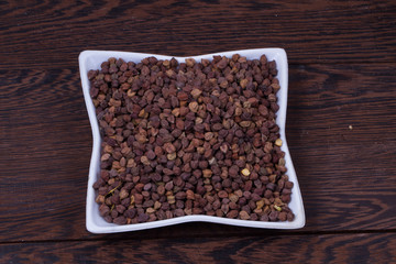 chick pea isolated on texture background