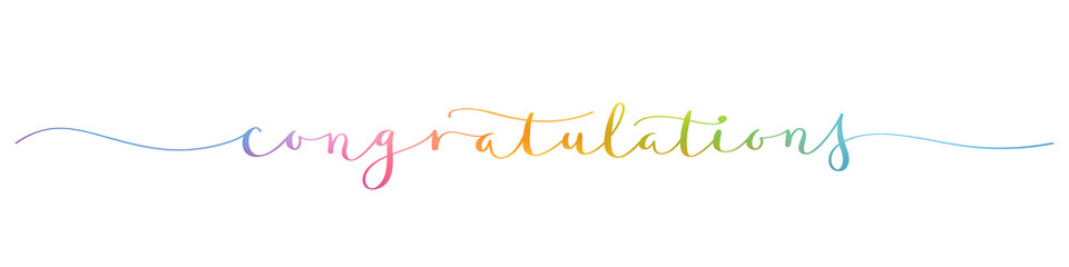 CONGRATULATIONS! rainbow brush calligraphy banner
