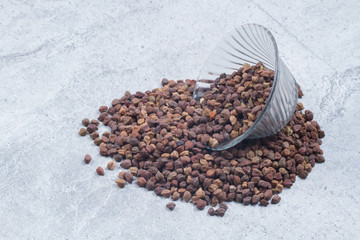 chick pea isolated on texture background