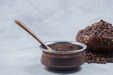 chick pea isolated on texture background
