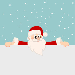 Santa Claus.  Xmas card. Creative decoration element for Holiday Greeting Gift Party Poster.