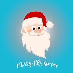 Vector illustration of cartoon Santa Claus.  Xmas card.