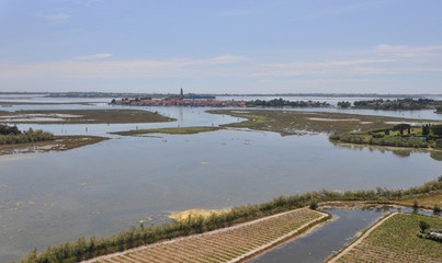 Aerial view of Burano island, Venice