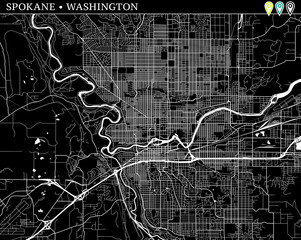 Simple map of Spokane, Washington