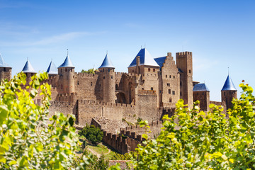 Beautiful view of Carcassonne citadel in France
