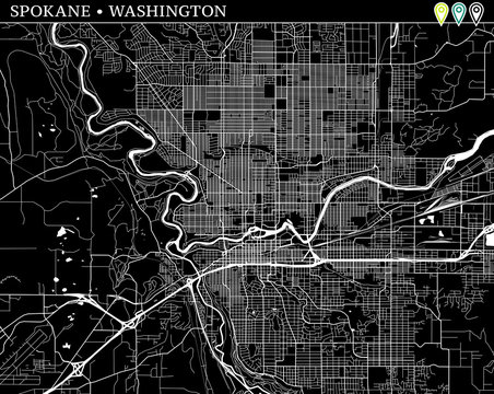 Simple Map Of Spokane, Washington