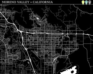 Simple map of Moreno Valley, California