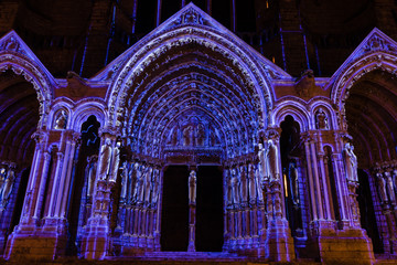Building facade light festival Chartres