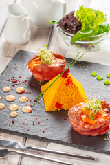 Juicy pork medallions wrapped in bacon