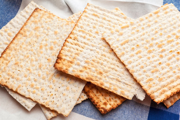 matzo flatbread for Jewish high holiday celebrations on the table