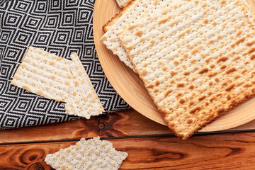 matzo flatbread for Jewish high holiday celebrations on the table