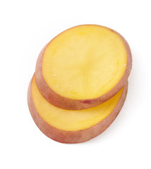 Sliced potatoes isolated on white background