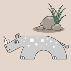 Rhinoceros cartoon style, vector art for kids