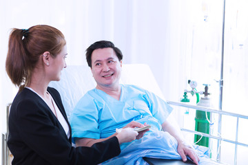 Obraz premium Medical insurance in hospital,Claims for patients, Employee Insurance Filing to Patient