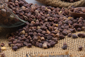 chick pea isolated on texture background.