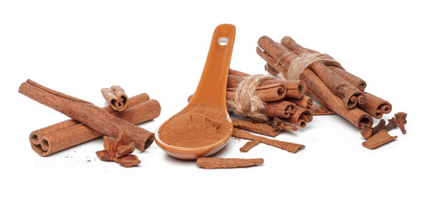 Cinnamon sticks isolated on white background
