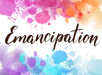 Emancipation handwritten text on watercolor background