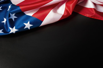Vintage American flag on a chalkboard with space for text