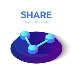 Share Isometric Icon. 3D Isometric Share sign. Created For Mobile, Web, Decor, Print Products, Application. Perfect for web design, banner and presentation. Vector Illustration.