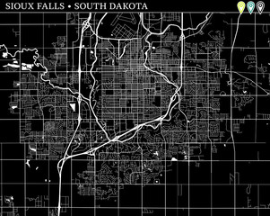 Simple map of Sioux Falls, South Dakota